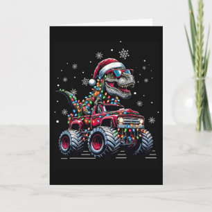 Monster Truck Dinosaurier Trex Weihnachten Jungen Karte