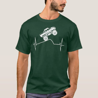 Monster Truck Driver Heartbeat Line Lieferwagen Ge T-Shirt