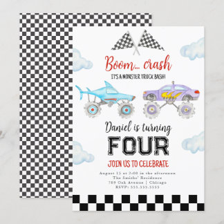 Monster Truck Einladung zum Geburtstag