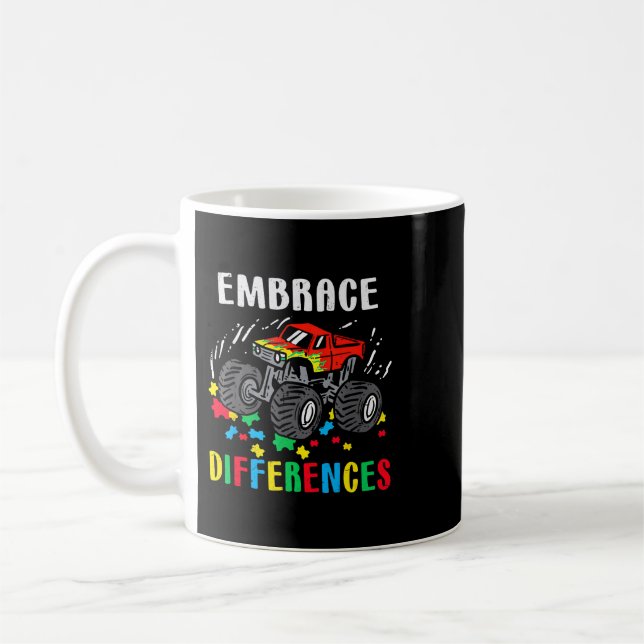 Monster Truck Embrace Differenzen Shirt Boy Autism Kaffeetasse (Links)