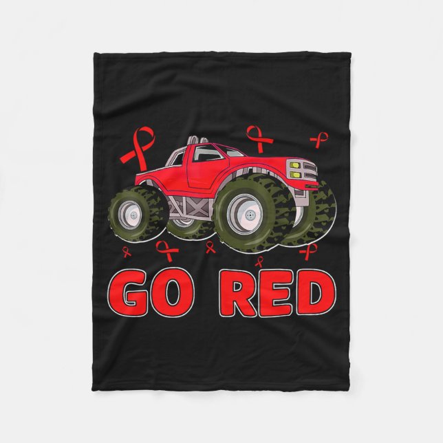 Monster Truck February Heart Disease Awareness Mon Fleecedecke (Vorderseite)