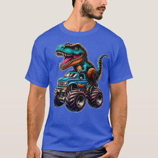 Monster Truck Funny Design Riding T Rex Lover Anim T-Shirt