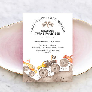 Monster Truck Geburtstagseinladung Einladung