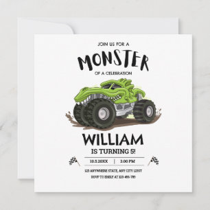 Monster-Truck-Geburtstagseinladung, Jungen-Geburts