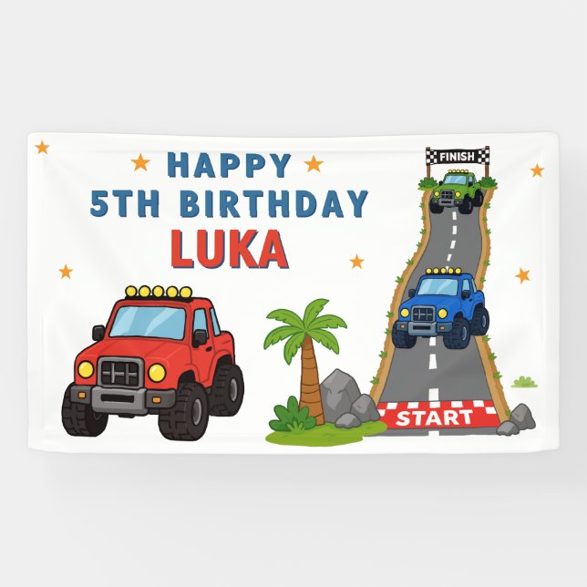 Monster-Truck-Geburtstagsfeier Banner (Horizontal)