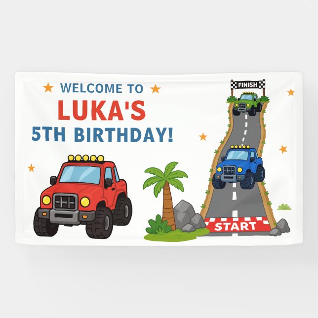 Monster-Truck-Geburtstagsfeier Banner (Horizontal)
