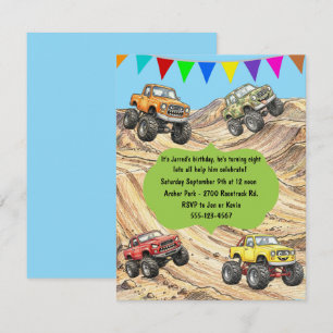 Monster-Truck-Geburtstagsfeier Digital-Download Einladung