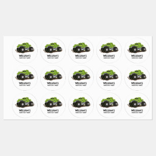 Monster-Truck-Geburtstagsfeier Minimale Jungen-Geb Etiketten