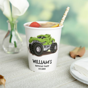 Monster-Truck-Geburtstagsfeier Minimale Jungen-Geb Pappbecher