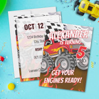 Monster Truck Geburtstagsparty Einladung