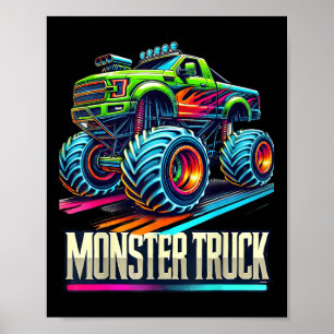 Monster Truck Geburtstagsparty Retro Vintages Mons Poster