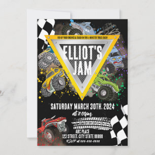 Monster Truck Geburtstagsrennen Einladung