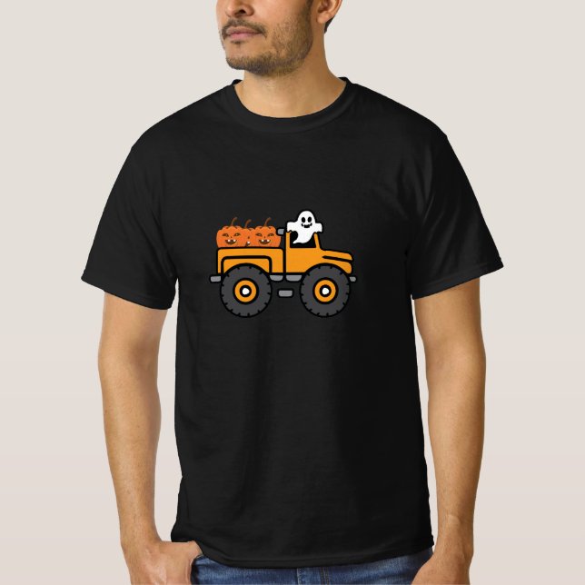 Monster Truck Ghost Pumpkin Halloween T - Shirt (Vorderseite)