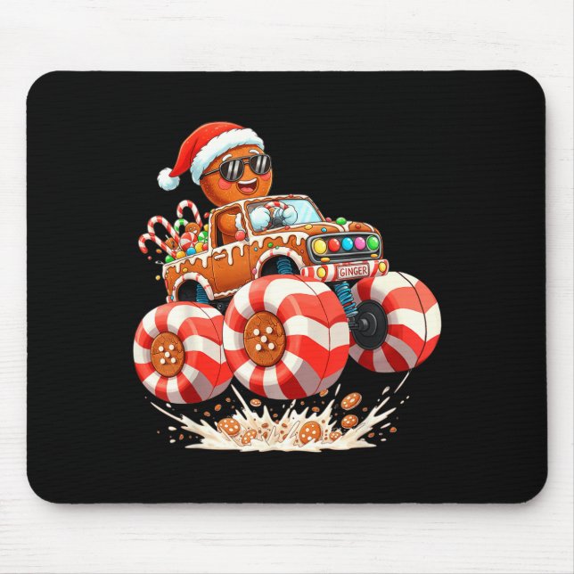 Monster Truck Gingerbread Man Christmas  Mousepad (Vorne)