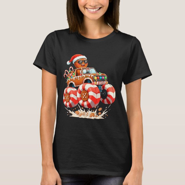 Monster Truck Gingerbread Man Christmas  T-Shirt (Vorderseite)