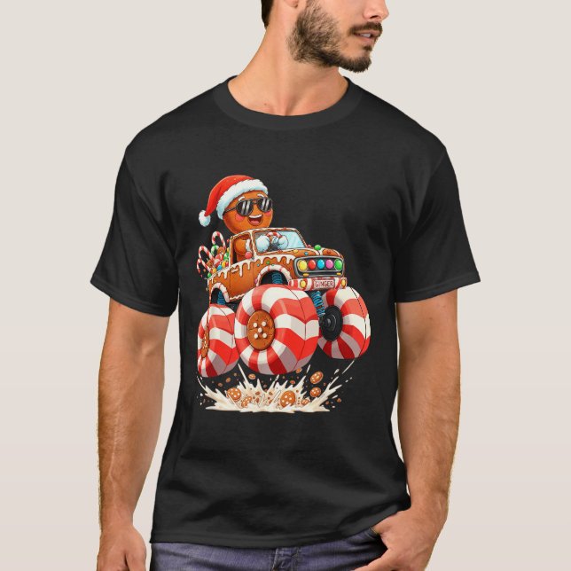Monster Truck Gingerbread Man Christmas  T-Shirt (Vorderseite)