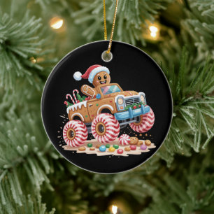 Monster-Truck-Gingerbread-Man-Weihnachtsbacken Keramik Ornament