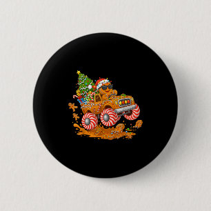Monster-Truck-Gingerbread-Mann Lustiger Weihnachts Button