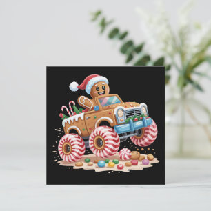Monster-Truck-Gingerbread-Mann-Weihnachtsbacken Feiertagskarte
