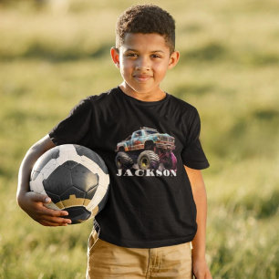 Monster Truck Grafischer Name T - Shirt für Jungen