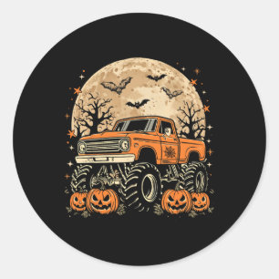 Monster-Truck-Halloween-Kürbis-Mond-Kürbis Runder Aufkleber
