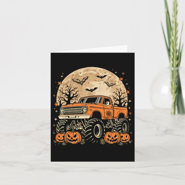 Monster Truck Halloween Kürbislaterne Moon Pumpki Karte (Vorderseite)