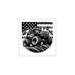 MONSTER TRUCK HOLZ ART BRIEFMARKE GUMMISTEMPEL