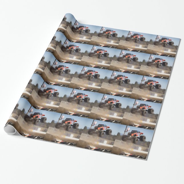 Monster Truck Jumping Geschenkpapier (Ungerollt)