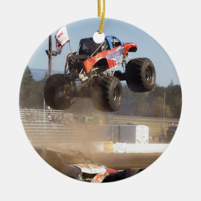 Monster Truck Jumping Keramik Ornament (Vorne)