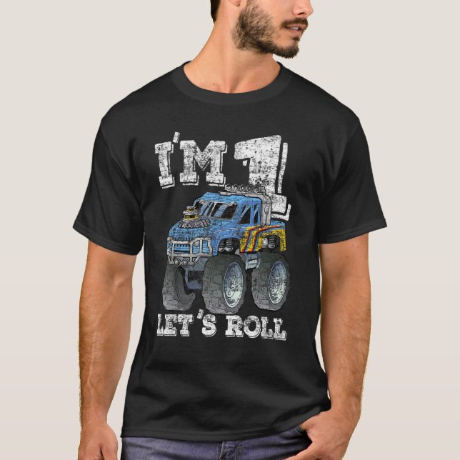 Monster Truck Kinder T-Shirt ich bin 1 Let's Roll  (Vorderseite)