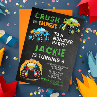 Monster Truck Kindergeburtstag Party Einladung