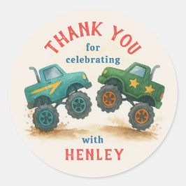 Monster Truck Kindergeburtstag Party Runder Aufkleber