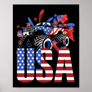 Monster Truck Kleinkind Jungen USA Amerikanische F Poster