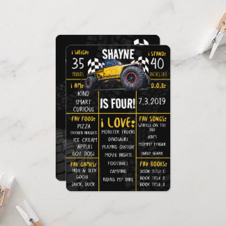 Monster Truck Kundgebung Geburtstagsparty Mileston Einladung