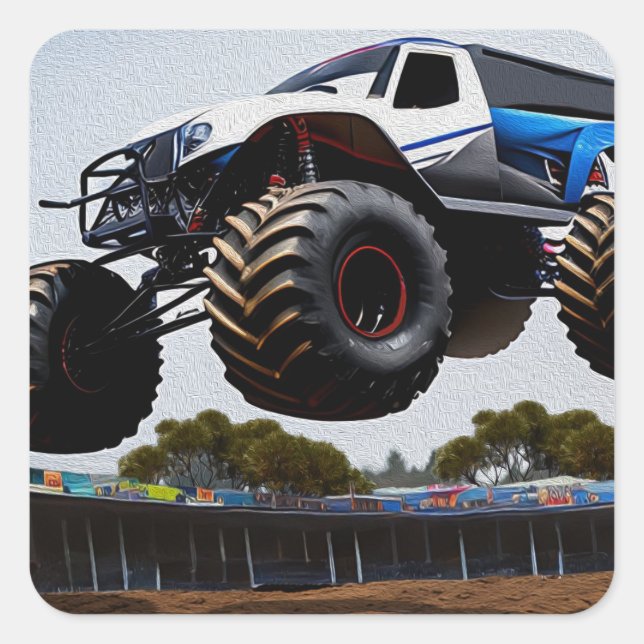 Monster Truck Launch, Square Stickers (Vorderseite)