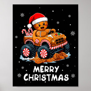 Monster Truck Lebkuchenmann Lustiges Frohe Weihnac Poster