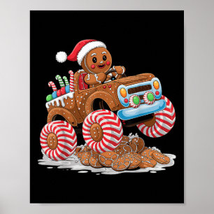 Monster-Truck-Lebkuchenmann-Weihnachtskönig Poster