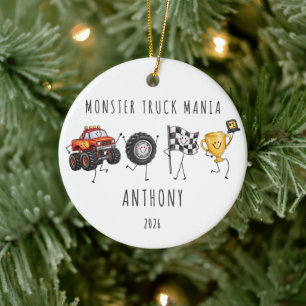 Monster Truck Mania Personalisiertes Kinder- Keramik Ornament