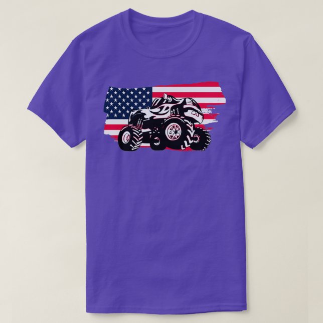 Monster Truck mit amerikanischer Flagge T-Shirt (Design vorne)
