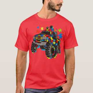Monster Truck mit Autismus Puzzle Hintergrund Lieb T-Shirt