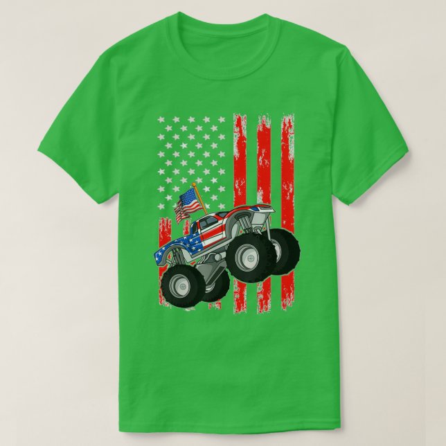 Monster Truck mit uns Amerikanischer Flagge 2 T-Shirt (Design vorne)