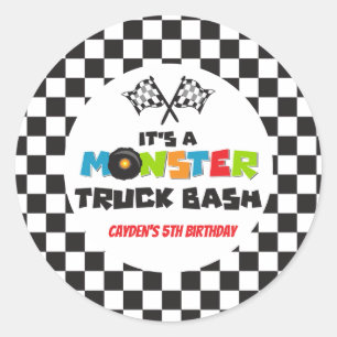 Monster Truck Monster Geburtstag Runder Aufkleber