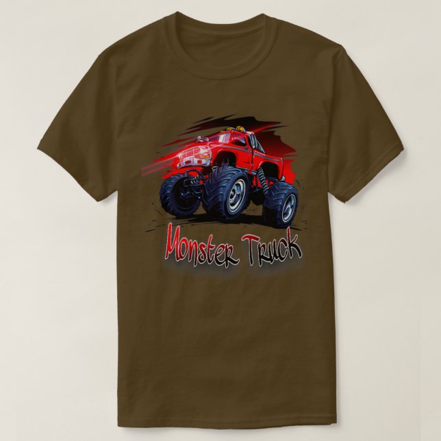 Monster Truck Monster Truck Roter LKW T-Shirt (Design vorne)