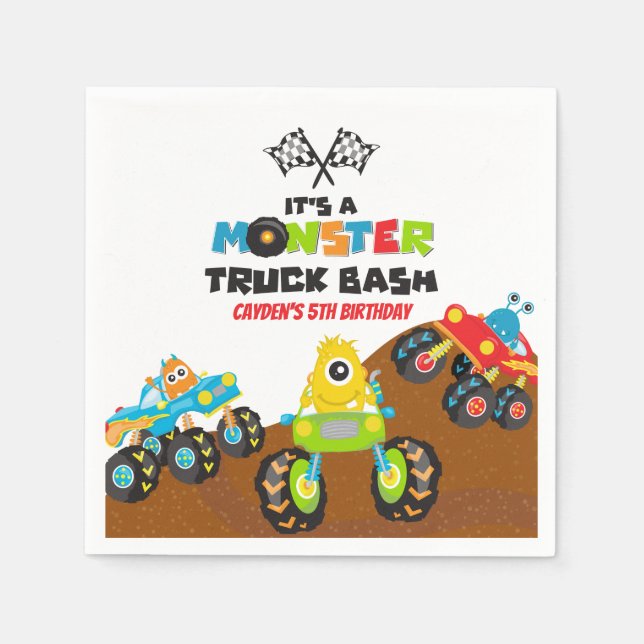 Monster Truck Monsters Geburtstag Serviette (Vorderseite)