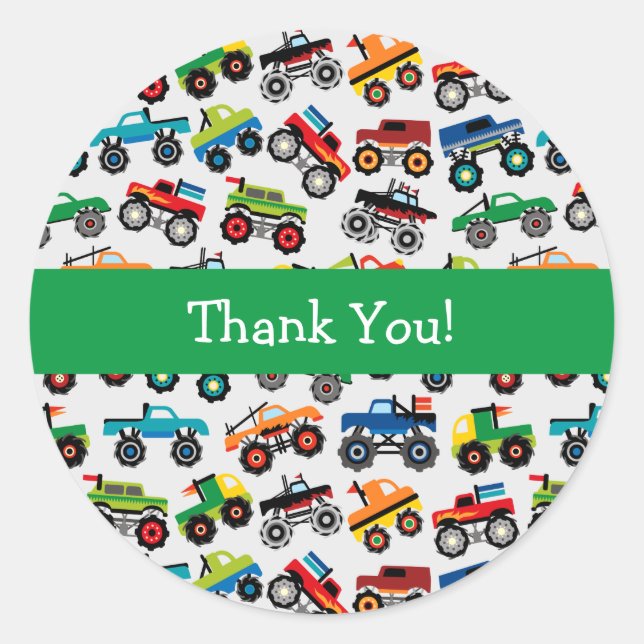 Monster Truck Muster Klassischer Rundaufkleber Runder Aufkleber (Vorderseite)