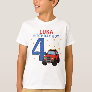 Monster-Truck-Name-Alter-4.-Geburtstag-Junge T-Shirt