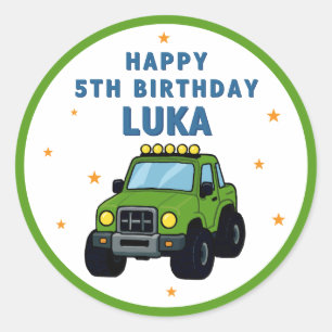 Monster-Truck-Name Alter Geburtstag Party Runder Aufkleber