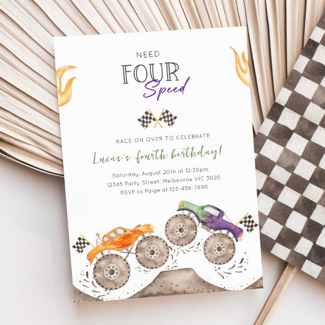 Monster Truck Need Vier-Gang-4h-Einladung Einladung (Von Creator hochgeladen)