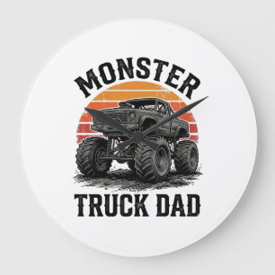 Monster Truck Papa Vintage Off Road Grafik_1 Große Wanduhr