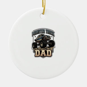 Monster Truck Papa Vintage Vektor-Shirt-Design_1 Keramik Ornament